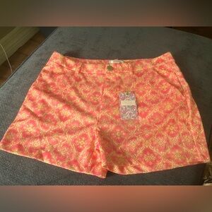 NWT Stella Parker Collection “Hibiscus” shorts pink and yellow size 12